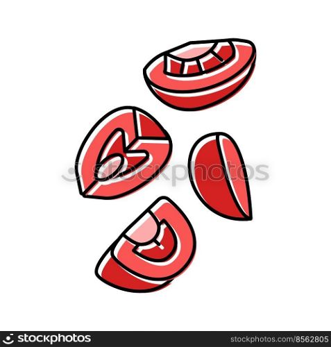 tomato slice food cut color icon vector. tomato slice food cut sign. isolated symbol illustration. tomato slice food cut color icon vector illustration