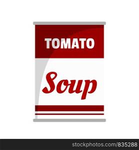 Tomato soup can icon. Flat illustration of tomato soup can vector icon for web isolated on white. Tomato soup can icon, flat style