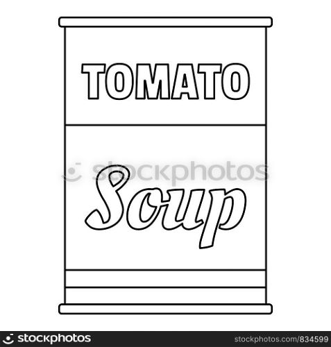 Tomato soup can icon. Outline tomato soup can vector icon for web design isolated on white background. Tomato soup can icon, outline style