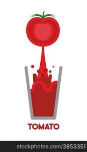 Tomato squeeze into glass. Fresh tomato juice. Vector illustration&#xA;