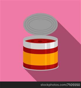 Tomato tin can icon. Flat illustration of tomato tin can vector icon for web design. Tomato tin can icon, flat style