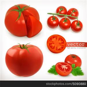 Tomato. Vegetable 3d vector icon set