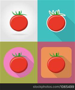 tomato vegetable flat icons with the shadow vector illustration isolated on background