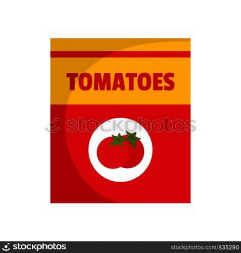 Tomatoes can icon. Flat illustration of tomatoes can vector icon for web isolated on white. Tomatoes can icon, flat style