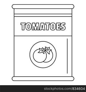 Tomatoes can icon. Outline tomatoes can vector icon for web design isolated on white background. Tomatoes can icon, outline style