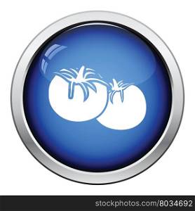Tomatoes icon. Glossy button design. Vector illustration.