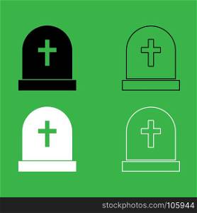 Tomb stone icon Black and white color set . Tomb stone icon . Black and white color set .
