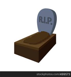 Tombstone with RIP icon in cartoon style on a white background . Tombstone with RIP icon, cartoon style