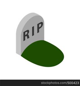 Tombstone with RIP icon in isometric 3d style on a white background. Tombstone with RIP icon, isometric 3d style