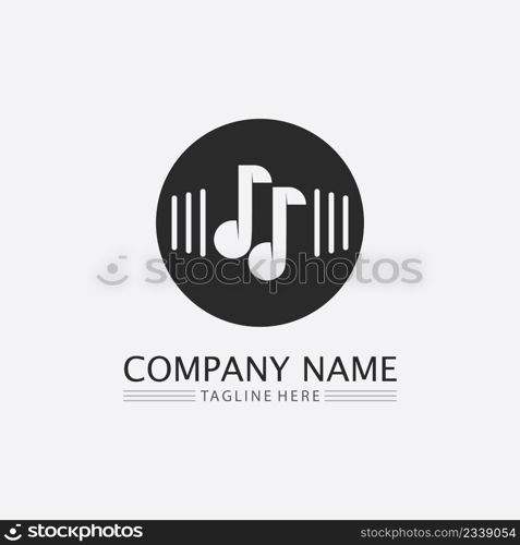 Tone and Music note Icon Vector illustration design Sound waves, audio, equalizer, abstract, head set logo vector illustration design template