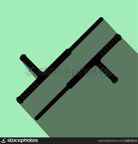 Tonfa weapon flat icon on a light blue background. Tonfa weapon flat icon