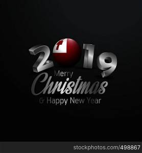 Tonga Flag 2019 Merry Christmas Typography. New Year Abstract Celebration background