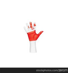 Tonga flag and hand on white background. Vector illustration.. Tonga flag and hand on white background. Vector illustration
