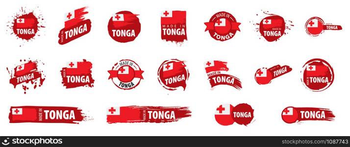Tonga flag, vector illustration on a white background. Tonga flag, vector illustration on a white background.