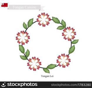 Tonga Flower, Illustration of Tongan Lei or Tonga Garland Made From Heilala or Garcinia Sessili Flowers for Wedding, Birthday and Graduation Celebrations.