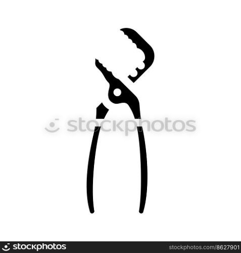 tongue groove pliers glyph icon vector. tongue groove pliers sign. isolated symbol illustration. tongue groove pliers glyph icon vector illustration