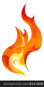 Tongues of fire, flame burning sparks and ignition. Isolated icon of bright blazing, burst or explosion. Dangerous element of nature, wild and bright effects. Vector in flat style illustration. Fire burning flame tongues, blazing icon vector