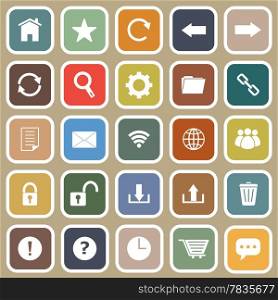Tool bar flat icons on brown background, stock vector