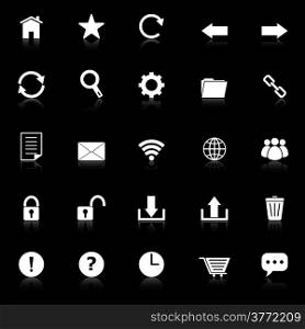 Tool bar icons with reflect on black background, stock vector