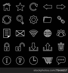 Tool bar line icons on black background, stock vector