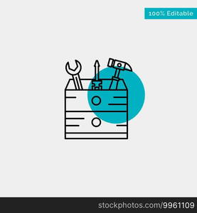 Tool, Box, Carpenter, Tools turquoise highlight circle point Vector icon