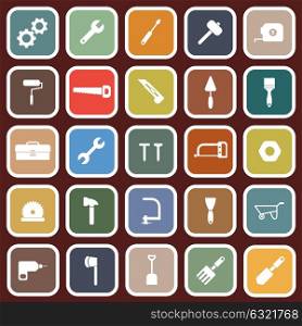 Tool flat icons on red background, stock vector