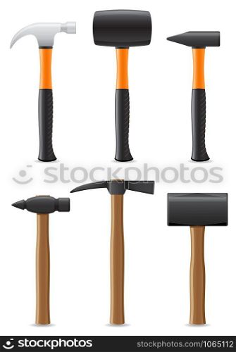 tool hammer with wooden and plastic handle vector illustration isolated on white background