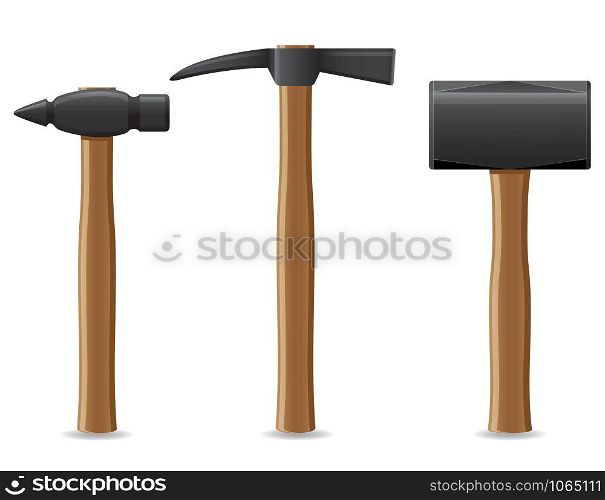 tool hammer with wooden handle vector illustration isolated on white background