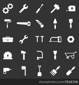Tool icons on black background, stock vector