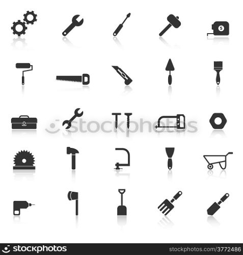 Tool icons with reflect on white background, stock vector