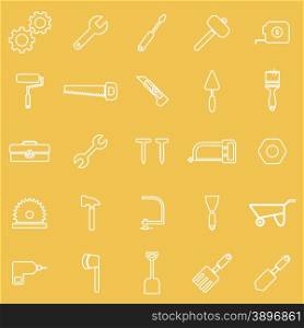 Tool line icons on yellow background, stock vector
