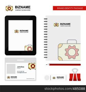 Toolbox Business Logo, Tab App, Diary PVC Employee Card and USB Brand Stationary Package Design Vector Template