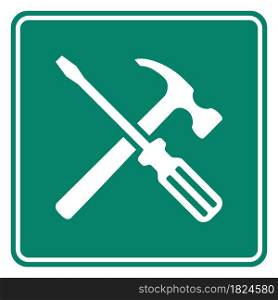 Tools and road sign