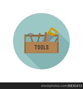 Tools box flat icon.. Tools box flat icon with tools. Vector illustration.