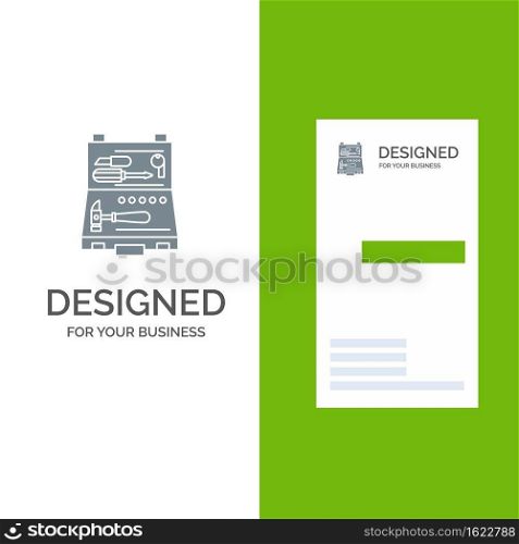Tools, Building, Construction, Repair, Box Grey Logo Design and Business Card Template