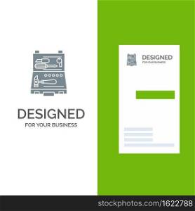 Tools, Building, Construction, Repair, Box Grey Logo Design and Business Card Template