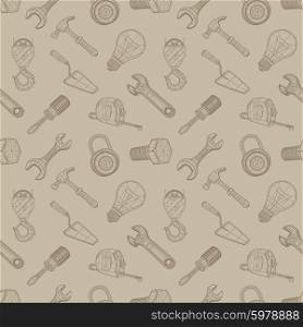 Tools drawing seamless background, vector