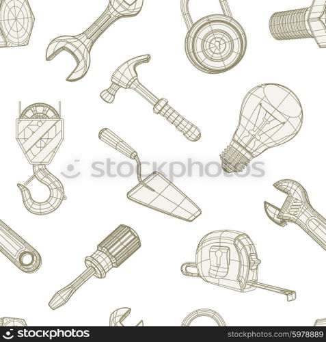 Tools drawing seamless pattern, vector
