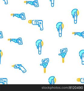 Tools For Building Vector Seamless Pattern Color Line Illustration. Tools For Building Vector Seamless Pattern