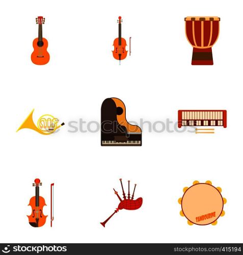 Tools for music icons set. Flat illustration of 9 tools for music vector icons for web. Tools for music icons set, flat style