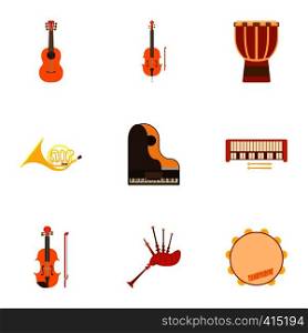 Tools for music icons set. Flat illustration of 9 tools for music vector icons for web. Tools for music icons set, flat style