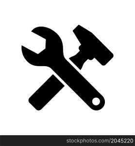 tools icon related crossing wrench and hammer