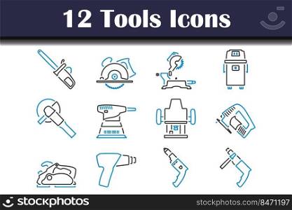 Tools Icon Set. Editable Bold Outline With Color Fill Design. Vector Illustration.