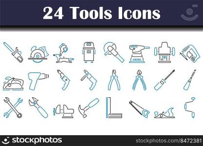 Tools Icon Set. Editable Bold Outline With Color Fill Design. Vector Illustration.