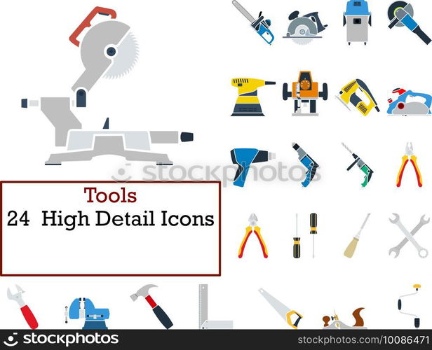 Tools Icon Set. Flat Design. Fully editable vector illustration. Text expanded.