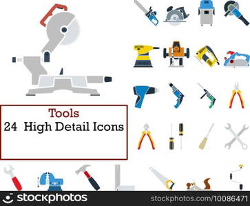 Tools Icon Set. Flat Design. Fully editable vector illustration. Text expanded.