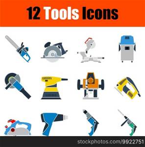 Tools Icon Set. Flat Design. Fully editable vector illustration. Text expanded.