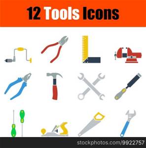 Tools Icon Set. Flat Design. Fully editable vector illustration. Text expanded.