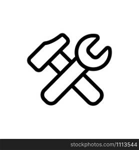 Tools icon vector. A thin line sign. Isolated contour symbol illustration. Tools icon vector. Isolated contour symbol illustration