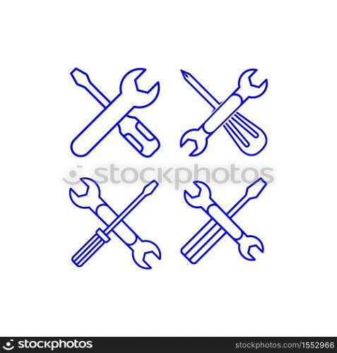 Tools Wrench and Screwdriver Icon Vector Illustration
